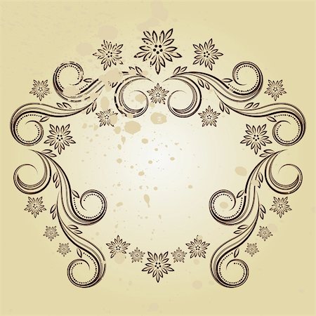 simsearch:400-04822119,k - Beautiful vintage designs of flowers and scrolls to sepia grunge background. Foto de stock - Royalty-Free Super Valor e Assinatura, Número: 400-04759967