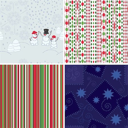 simsearch:400-05752762,k - Set of Christmas backgrounds with stripes, garlands, stars and snowmen. Stockbilder - Microstock & Abonnement, Bildnummer: 400-04759971