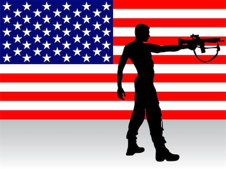 simsearch:400-04460703,k - vector eps10 illustration of a soldier in front of the us banner Stock Photo - Budget Royalty-Free & Subscription, Code: 400-04750056
