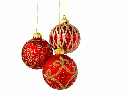 simsearch:400-05674130,k - Christmas tree ornaments hanging, isolated on white background Foto de stock - Royalty-Free Super Valor e Assinatura, Número: 400-04750195