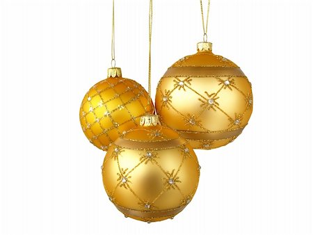simsearch:400-05674130,k - Christmas tree ornaments hanging, on white background Photographie de stock - Aubaine LD & Abonnement, Code: 400-04750196