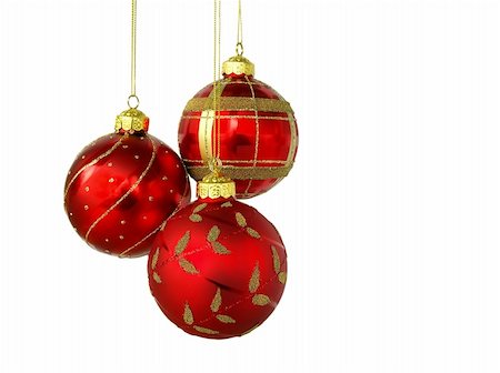 simsearch:400-04776548,k - Red Christmas balls, isolated on white background Stock Photo - Budget Royalty-Free & Subscription, Code: 400-04750197