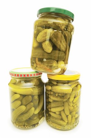 pickling gherkin - Can of cucumbers isolated on the white Stock Photo - Budget Royalty-Free & Subscription, Code: 400-04750279