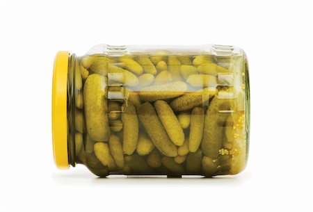 pickling gherkin - Can of cucumbers isolated on the white Stock Photo - Budget Royalty-Free & Subscription, Code: 400-04750272