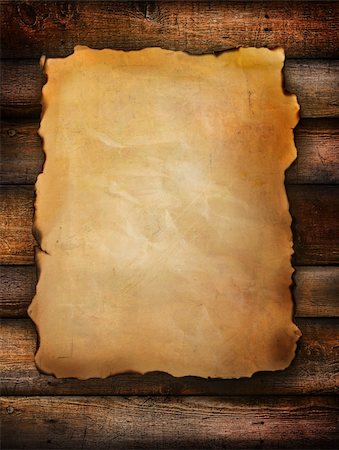 scrolled up paper - Vintage paper on distressed wood background Stock Photo - Budget Royalty-Free & Subscription, Code: 400-04750687