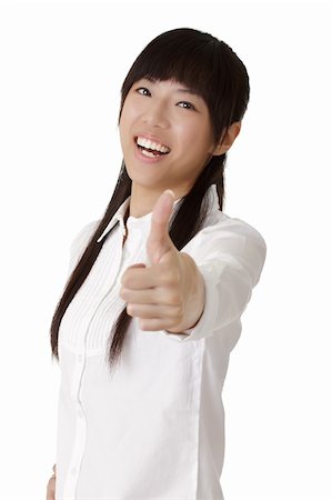 simsearch:400-04255435,k - Happy smiling business woman give you excellent gesture over white background. Foto de stock - Super Valor sin royalties y Suscripción, Código: 400-04750956