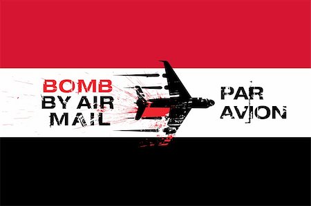 simsearch:400-07421205,k - Yemen Flag with Explosive sent by air mail with Passenger air plane vector illustration Stockbilder - Microstock & Abonnement, Bildnummer: 400-04751020