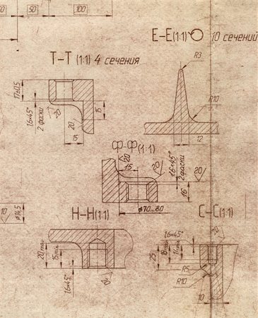 drawing draft paper - the old engineering blueprint texture Stock Photo - Budget Royalty-Free & Subscription, Code: 400-04751093