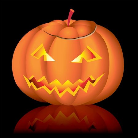 Jack-o-lantern halloween vector illustration on black background Stock Photo - Budget Royalty-Free & Subscription, Code: 400-04751509
