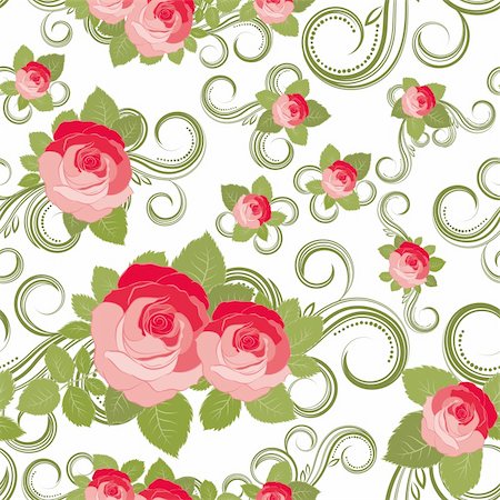 simsearch:400-04821095,k - Floral Rose pattern, vector illustration - Illustration for your design Photographie de stock - Aubaine LD & Abonnement, Code: 400-04751594