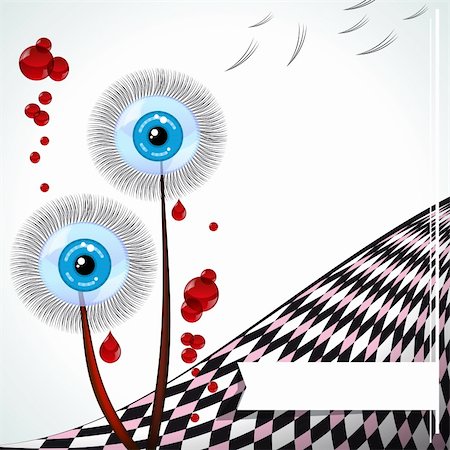 Blue-eyed dandelions - vector emo card. Photographie de stock - Aubaine LD & Abonnement, Code: 400-04751617