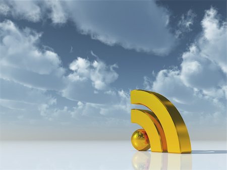 simsearch:400-04321465,k - rss symbol under cloudy blue sky - 3d illustration Stock Photo - Budget Royalty-Free & Subscription, Code: 400-04751666