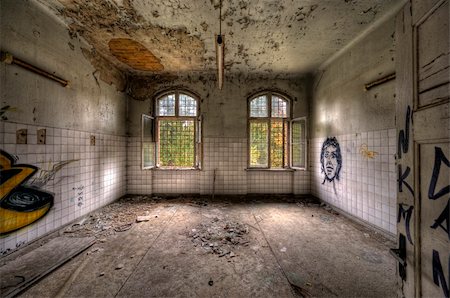 dark hospital hall - The old hospital complex in Beelitz near Berlin which is abandoned since 1994 Stock Photo - Budget Royalty-Free & Subscription, Code: 400-04751744