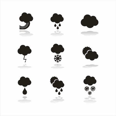 snow storm silhouette - set of 9 black finance icons Stock Photo - Budget Royalty-Free & Subscription, Code: 400-04751947