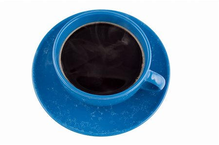 Hot black coffee in cup, isolated on white, top view. Stockbilder - Microstock & Abonnement, Bildnummer: 400-04752048