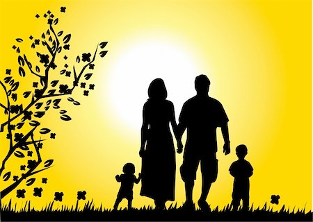 silhouette father and son sunset - vector illustration of a happy family on a walk Stock Photo - Budget Royalty-Free & Subscription, Code: 400-04752080