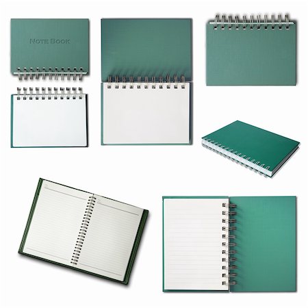 simsearch:400-05367520,k - Green Notebook collection isolated on white background Fotografie stock - Microstock e Abbonamento, Codice: 400-04752162