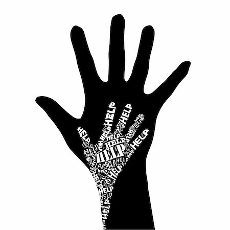 Conceptual black and white vector illustration - Hand of Help. Stock Photo - Budget Royalty-Free & Subscription, Code: 400-04752292