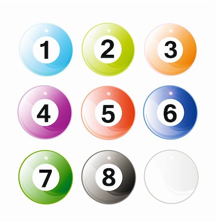 simsearch:400-04478467,k - set of glossy billiard balls isolated over white background Stock Photo - Budget Royalty-Free & Subscription, Code: 400-04752347