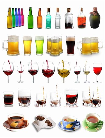 simsearch:400-08934256,k - Assortment of different drinks isolated on white background Photographie de stock - Aubaine LD & Abonnement, Code: 400-04752469