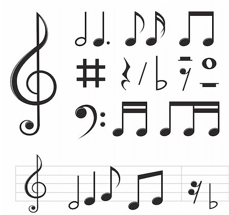 simsearch:400-04994761,k - set of basic black notes and signs isolated on the white background Stock Photo - Budget Royalty-Free & Subscription, Code: 400-04752692