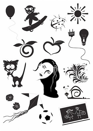 silhouette vector decor illustrations collection cartoon ornate Stock Photo - Budget Royalty-Free & Subscription, Code: 400-04752716