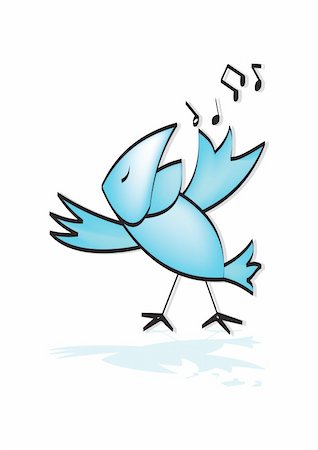 The bird sings vector drawing comic illustration Stock Photo - Budget Royalty-Free & Subscription, Code: 400-04752722