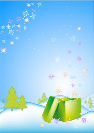 simsearch:854-03538987,k - Christmas background with snowflakes and gift Foto de stock - Super Valor sin royalties y Suscripción, Código: 400-04752754