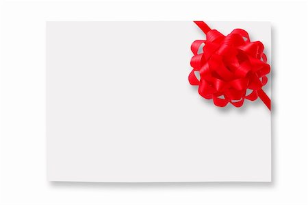 simsearch:400-04752957,k - Blank gift tag tied with a bow of red satin ribbon. Photographie de stock - Aubaine LD & Abonnement, Code: 400-04752802