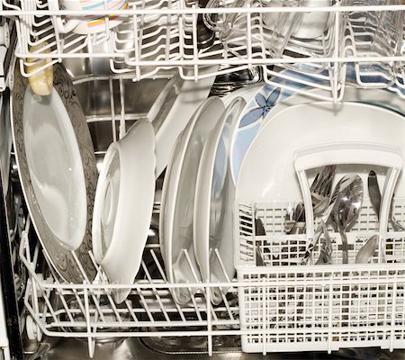 danilin (artist) - Dishes in the open dishwasher , Inside , clean dishware. Fotografie stock - Microstock e Abbonamento, Codice: 400-04753349