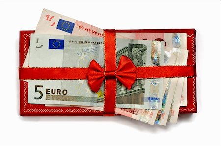 exchange square - euro on box with bow, isolated on white background Photographie de stock - Aubaine LD & Abonnement, Code: 400-04753356