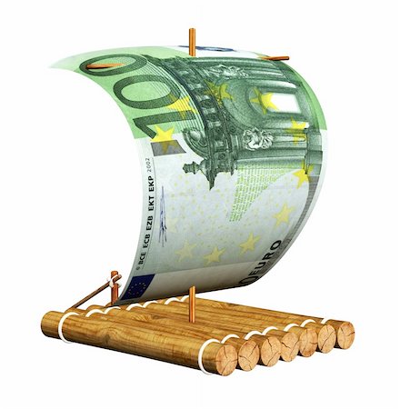 simsearch:400-04255880,k - Wooden raft with a sail from a euro. Isolated over white Foto de stock - Super Valor sin royalties y Suscripción, Código: 400-04753469