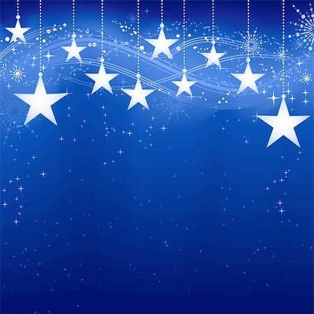 simsearch:400-04267314,k - Festive dark blue Christmas background with stars, snow flakes and grunge elements. Foto de stock - Royalty-Free Super Valor e Assinatura, Número: 400-04753647