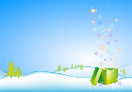 simsearch:400-05293080,k - Christmas background with snowflakes and gift Fotografie stock - Microstock e Abbonamento, Codice: 400-04753672