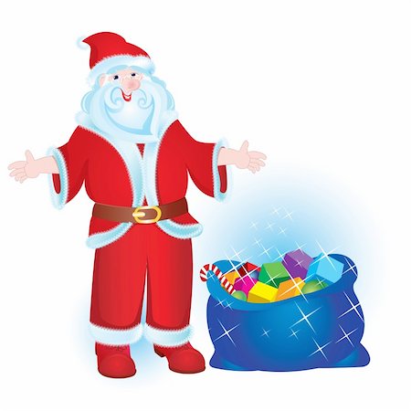 suit sweat - Illustration for Christmas and New Year. Santa Claus. Bag with gifts. Vector Stock Photo - Budget Royalty-Free & Subscription, Code: 400-04753734