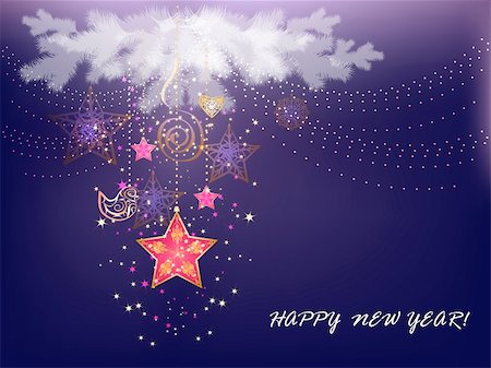 Decorative Christmas, New Year postcard, with shining decorations Stock Photo - Budget Royalty-Free & Subscription, Code: 400-04753791