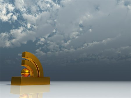 simsearch:400-05671068,k - rss symbol under cloudy blue sky - 3d illustration Stock Photo - Budget Royalty-Free & Subscription, Code: 400-04753821