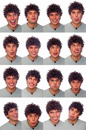 simsearch:400-05321860,k - Youg Man Collection of Expressions on White Background Foto de stock - Super Valor sin royalties y Suscripción, Código: 400-04753861