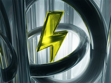 flash lightning symbol in abstract futuristic space - 3d illustration Stock Photo - Budget Royalty-Free & Subscription, Code: 400-04764031