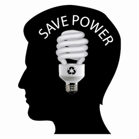 illustration of save power with man's mind on white background Stock Photo - Budget Royalty-Free & Subscription, Code: 400-04764069