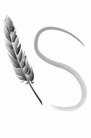 illustration of feather writing on white background Foto de stock - Super Valor sin royalties y Suscripción, Código: 400-04764075