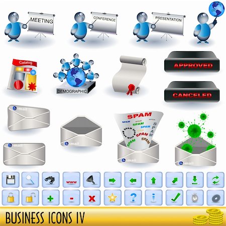 Set of business icons, along with appropriate buttons - part 4. Photographie de stock - Aubaine LD & Abonnement, Code: 400-04764201