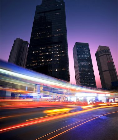 the light trails on the modern building background in shanghai china. Stock Photo - Budget Royalty-Free & Subscription, Code: 400-04764414