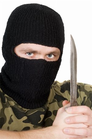 simsearch:400-07779478,k - Portrait of the criminal with a knife over white Stock Photo - Budget Royalty-Free & Subscription, Code: 400-04764672