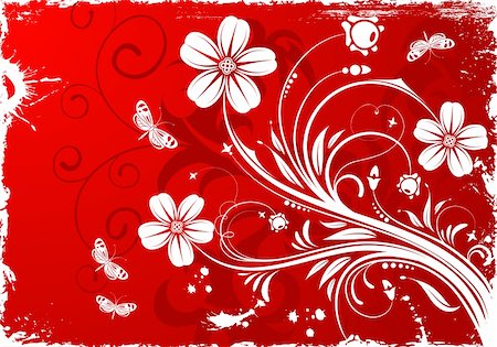 simsearch:400-04869919,k - Grunge floral frame with butterfly, element for design, vector illustration Stock Photo - Budget Royalty-Free & Subscription, Code: 400-04764758