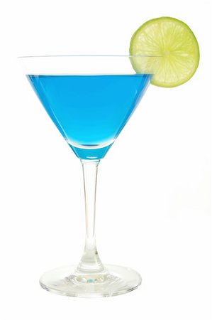 cocktail with blue curacao isolated on white background Stock Photo - Budget Royalty-Free & Subscription, Code: 400-04764779