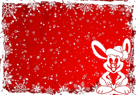 simsearch:400-05374108,k - Christmas grunge frame with rabbit snowflake, bell, element for design, vector illustration Stock Photo - Budget Royalty-Free & Subscription, Code: 400-04764772