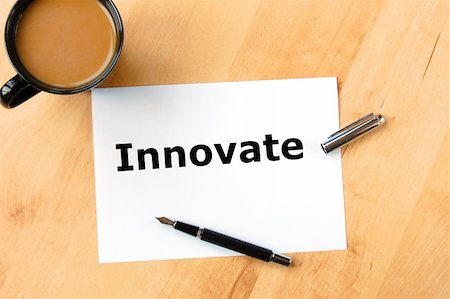 innovate or innovation business concept with coffee pen and paper in office Foto de stock - Super Valor sin royalties y Suscripción, Código: 400-04764787
