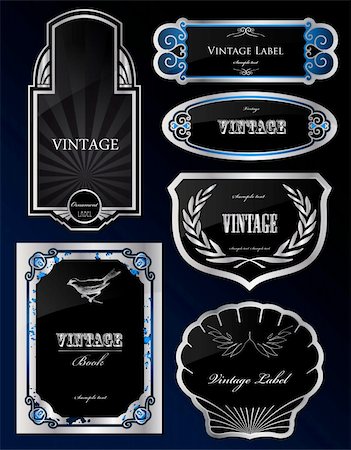 Decorative black silver frames labels . Vector illustration Stock Photo - Budget Royalty-Free & Subscription, Code: 400-04765054