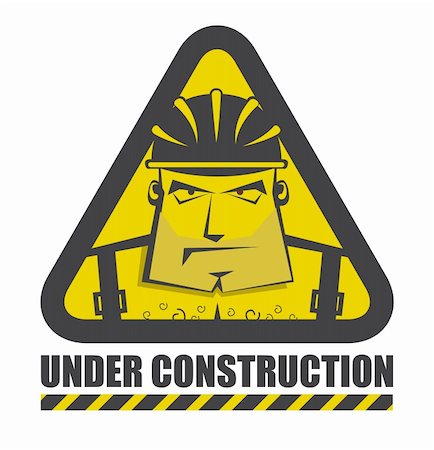 simsearch:400-05127436,k - Vector under construction icon with funny construction worker for internet site Stock Photo - Budget Royalty-Free & Subscription, Code: 400-04765221